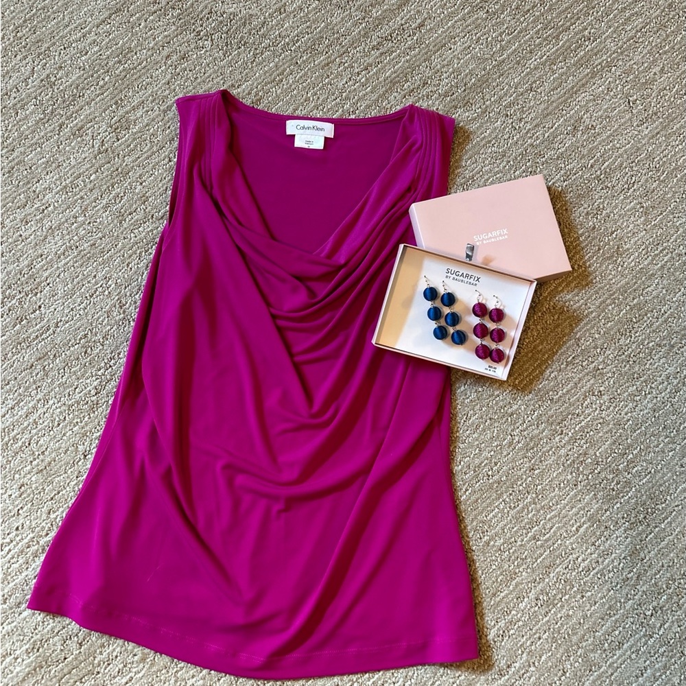 Calvin Klein top with baublebar at earring set